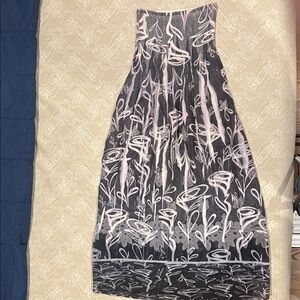 Lapis Strapless Bandeau Top Charcoal and White Dress